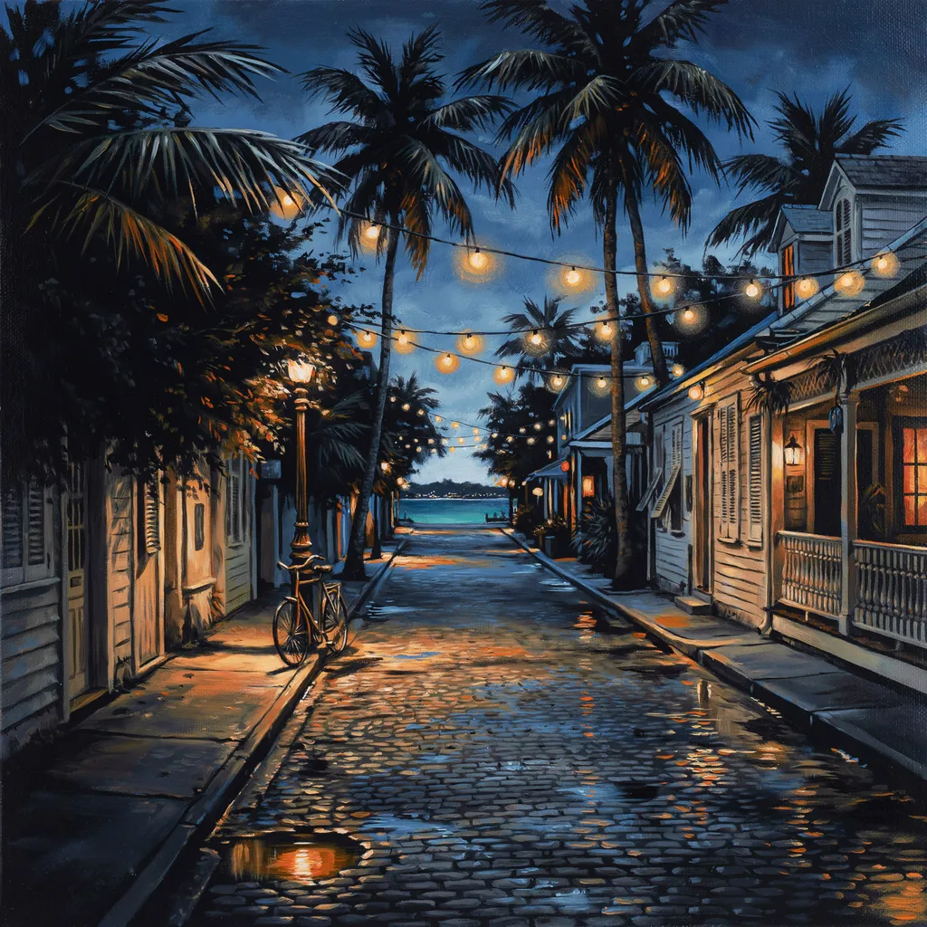 A rain-dark noir city street at night, a lone streetlamp on wet asphalt